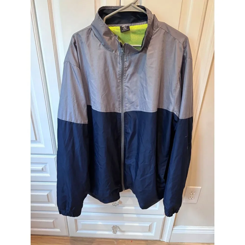 Starter Windbreaker Jacket Mens 3XL Gray Navy Colorblock Lightweight Mesh